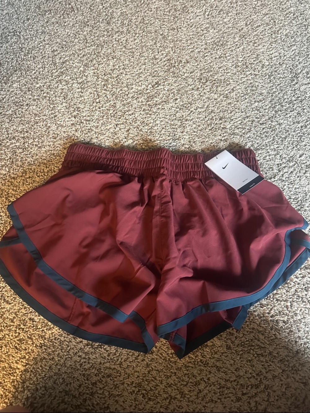 Nike Women's Burgundy Athletic Shorts with Dark Trim